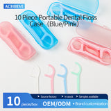 10 Piece Portable Dental Floss Case(Blue/Pink)