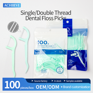 Single/Double Thread Dental floss pick - 100 picks in plastic bag