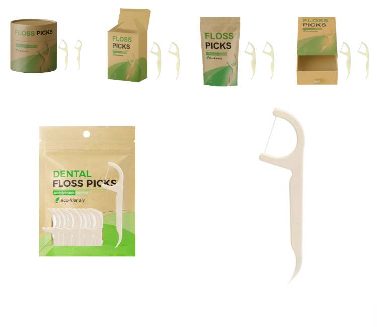 Eco-Friendly Corn Starch 100% Compostable PLA Dental Floss Toothpick Vegan Bamboo Charcoal Tooth Nylon Dental Floss Pick