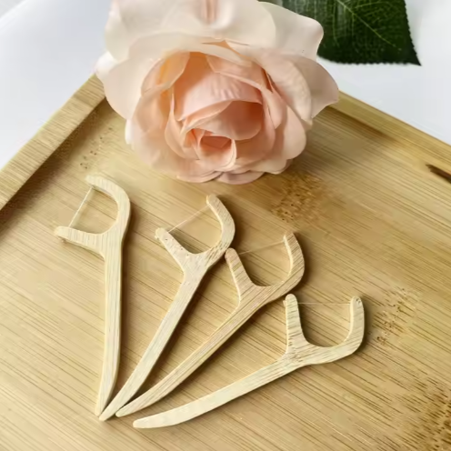 Bamboo-Wooden Dental Floss Picks