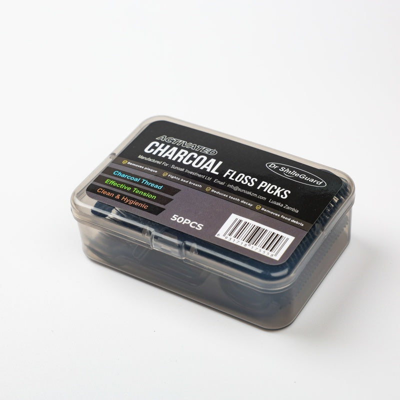 High Quality Straw Infused Active Carbon Bamboo Charcoal Floss with Mint Flavor Dental Floss Pick
