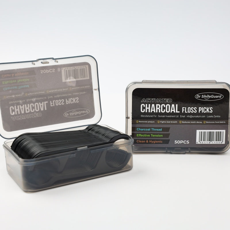 High Quality Straw Infused Active Carbon Bamboo Charcoal Floss with Mint Flavor Dental Floss Pick