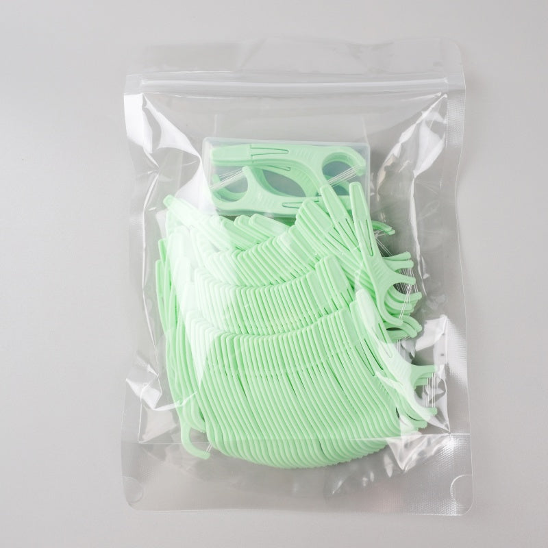 Double-Thread Clean Folding Floss Picks, Hidden Toothpick Head, Deep Cleaning Mint Flavor Dental Floss Picks