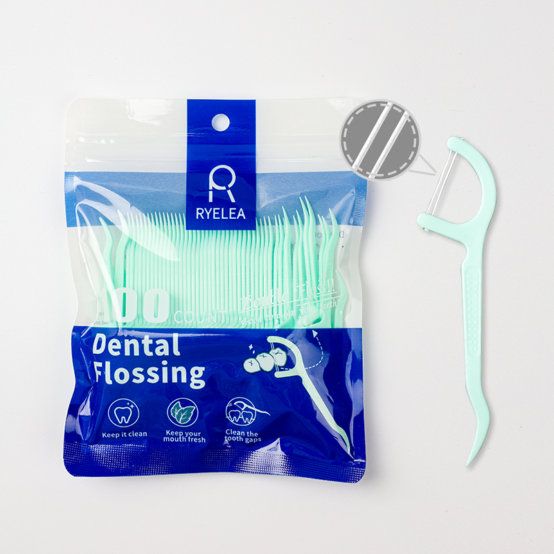 Single/Double Thread Dental floss pick - 100 picks in plastic bag