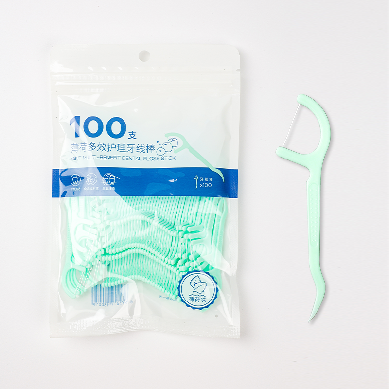 Single/Double Thread Dental floss pick - 100 picks in plastic bag