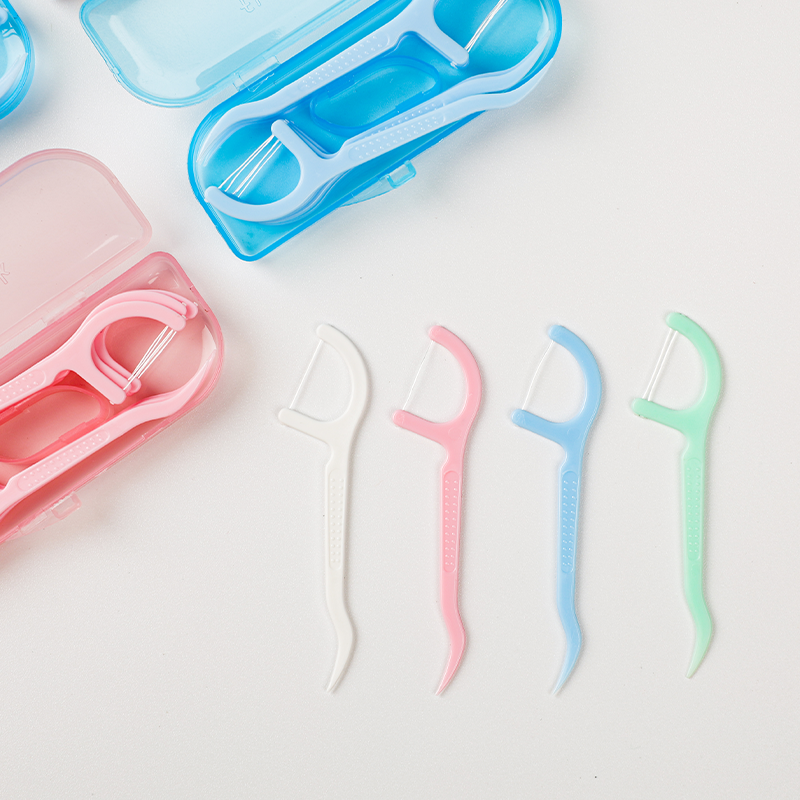 10 Piece Portable Dental Floss Case(Blue/Pink)