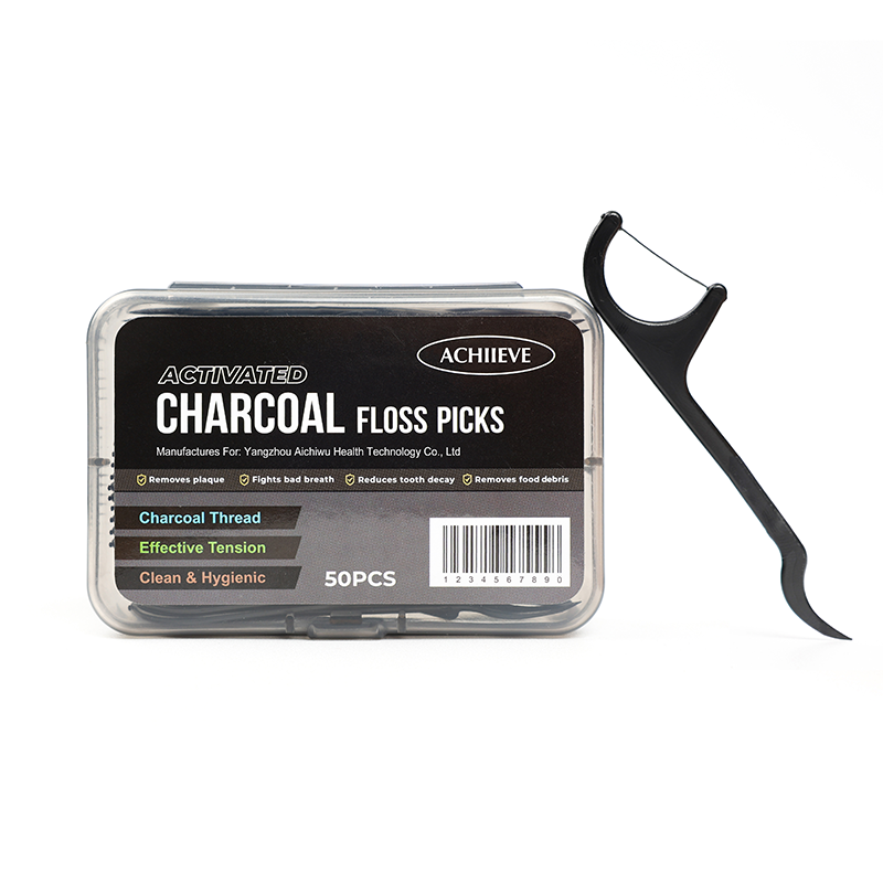 High Quality Straw Infused Active Carbon Bamboo Charcoal Floss with Mint Flavor Dental Floss Pick