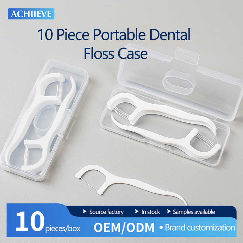 10pcs Portable Private Label Mint Flavored Container Flosser Dispenser Case Travel Dental Floss Pick Dispenser