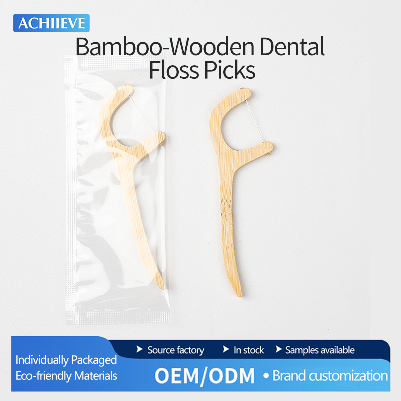 Bamboo-Wooden Dental Floss Picks