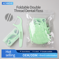 Double-Thread Clean Folding Floss Picks, Hidden Toothpick Head, Deep Cleaning Mint Flavor Dental Floss Picks