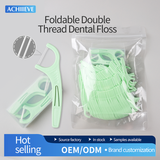 Double-Thread Clean Folding Floss Picks, Hidden Toothpick Head, Deep Cleaning Mint Flavor Dental Floss Picks
