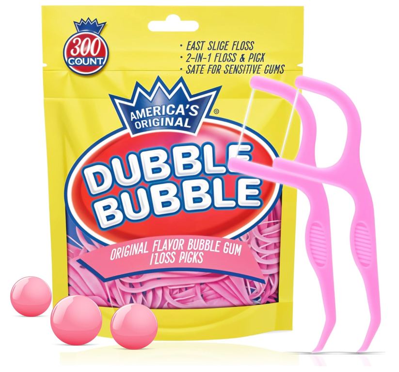 Flavored Floss Picks, 300 Count, Dental Floss Picks for Teeth with Fun Fruit Flavors, Flosser Picks for Adults and Children, | Bubble Gum Flavor